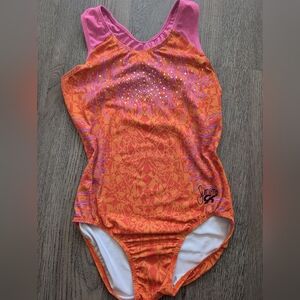 Adult Large Gymnastics Leotard - Orange & Pink